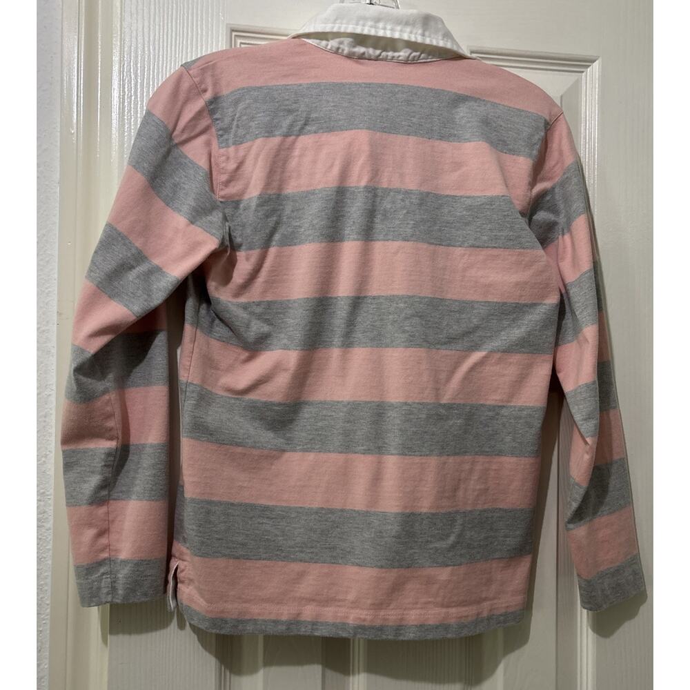 Vintage Talbots Petites Size P/XS Pink Gray Striped Rugby Shirt Preppy Top Y2K - Picture 4 of 6